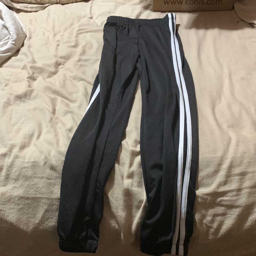 Black with white stripes athletic pants